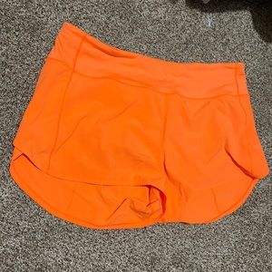 •Lululemon Highlight Orange Speed Up Shorts Size 12 (4 Inches)